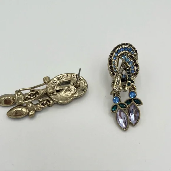 RARE Heidi Daus NWOT Crystal Pearl Peace Sign Necklace & Earring Set | Vintage - Picture 10 of 10